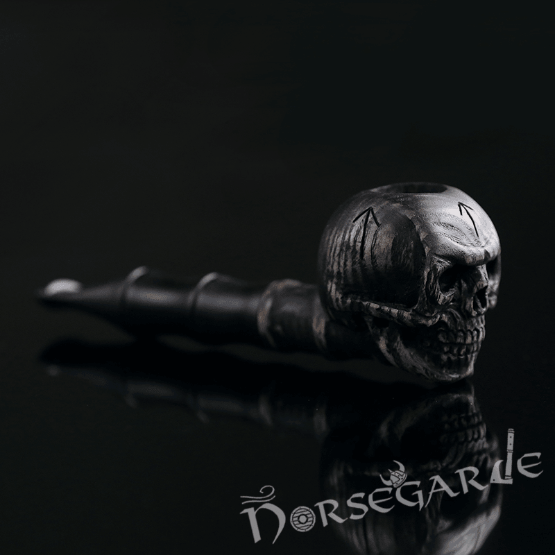 Handcarved Skull Smoking Pipe - Ash Tree
