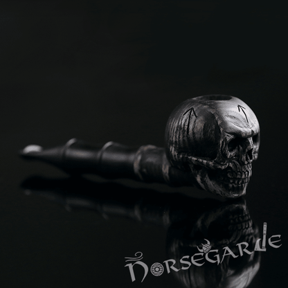 Handcarved Skull Smoking Pipe - Ash Tree