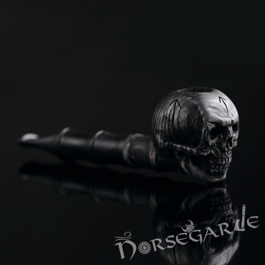 Handcarved Skull Smoking Pipe - Ash Tree