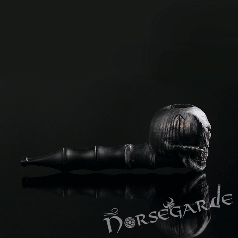 Handcarved Skull Smoking Pipe - Ash Tree