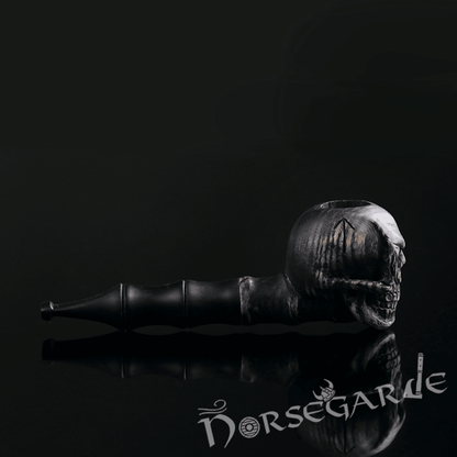 Handcarved Skull Smoking Pipe - Ash Tree