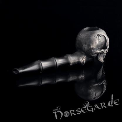 Handcarved Skull Smoking Pipe - Ash Tree