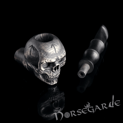 Handcarved Skull Smoking Pipe - Ash Tree