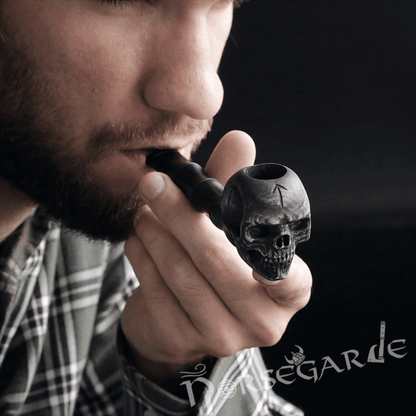 Handcarved Skull Smoking Pipe - Ash Tree