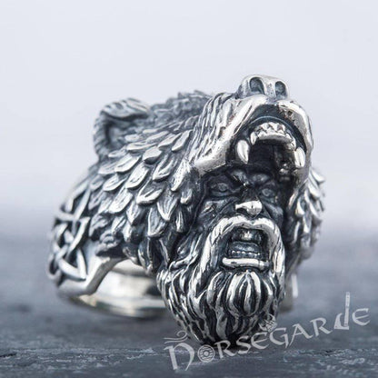 Handcrafted Bear Berserker Ring - Sterling Silver