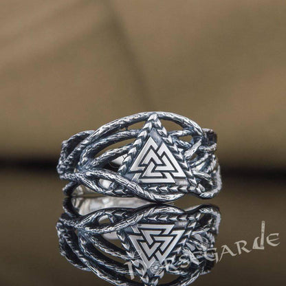 Handcrafted Brambles Valknut Band - Sterling Silver