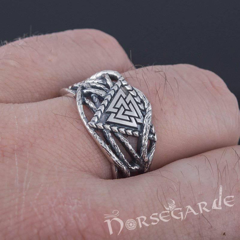 Handcrafted Brambles Valknut Band - Sterling Silver