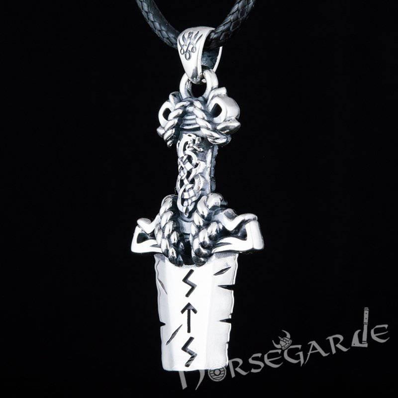 Handcrafted Broken Runic Sword Pendant - Sterling Silver
