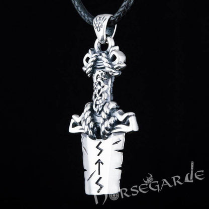 Handcrafted Broken Runic Sword Pendant - Sterling Silver