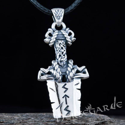 Handcrafted Broken Runic Sword Pendant - Sterling Silver