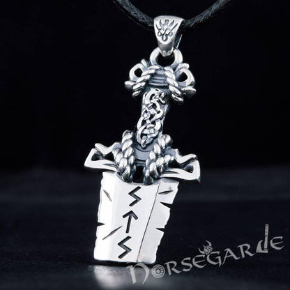 Handcrafted Broken Runic Sword Pendant - Sterling Silver