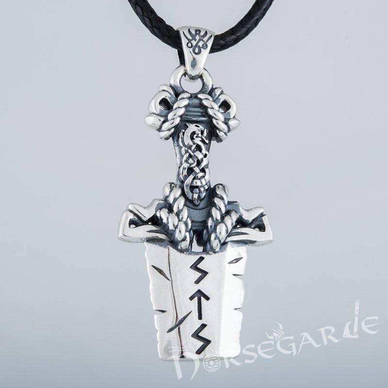 Handcrafted Broken Runic Sword Pendant - Sterling Silver