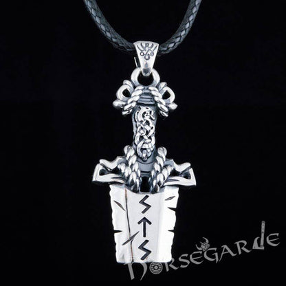 Handcrafted Broken Runic Sword Pendant - Sterling Silver