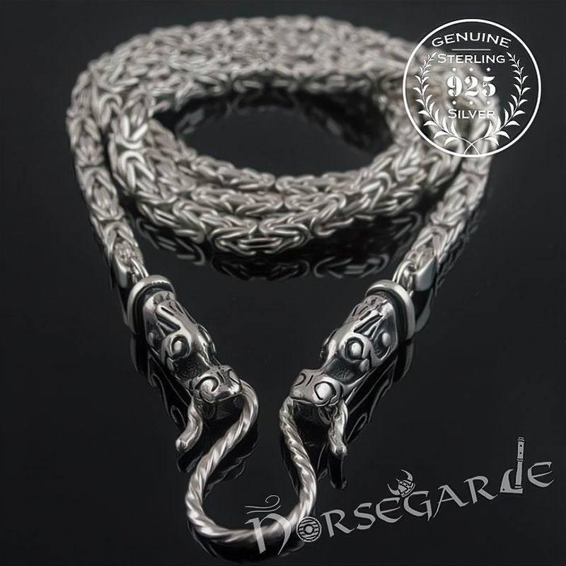 Handcrafted Byzantine Chain with Wolves - Sterling Silver