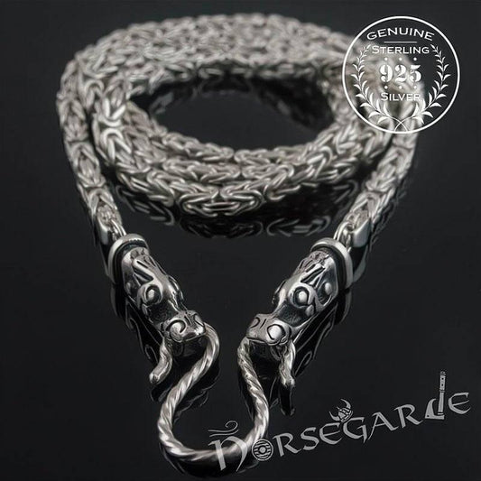 Handcrafted Byzantine Chain with Wolves - Sterling Silver