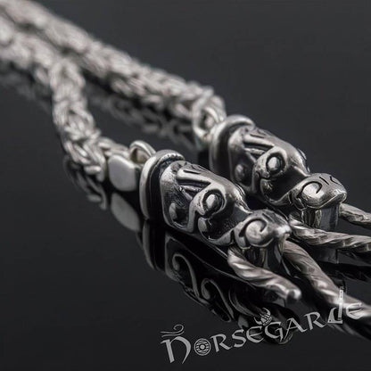 Handcrafted Byzantine Chain with Wolves - Sterling Silver