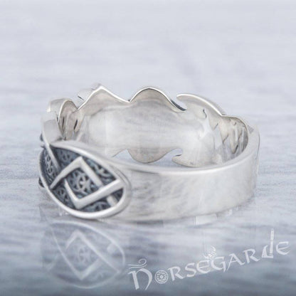 Handcrafted Celt Ornament Algiz Band - Sterling Silver
