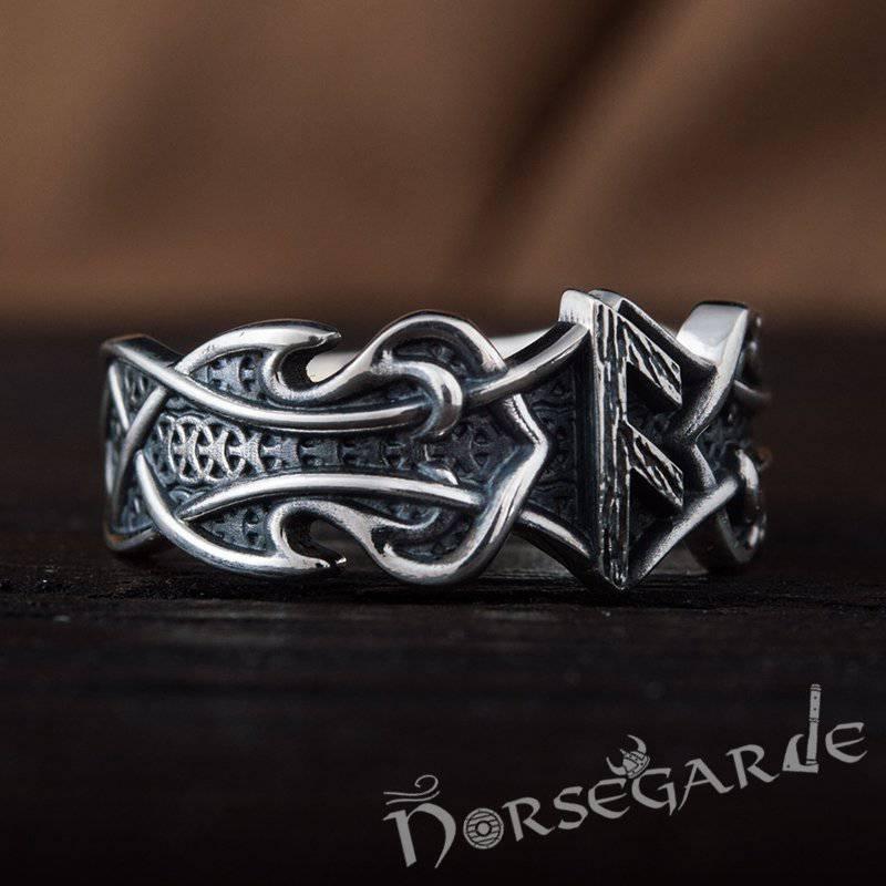 Handcrafted Celt Ornament Ansuz Band - Sterling Silver