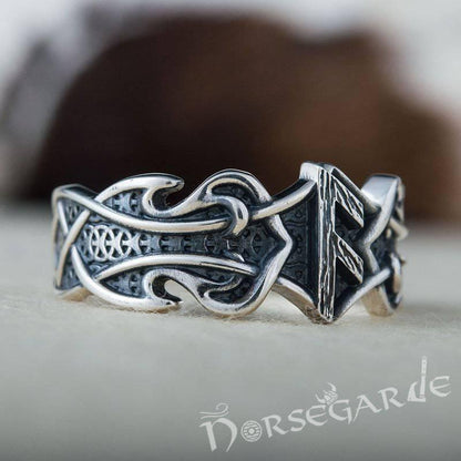 Handcrafted Celt Ornament Ansuz Band - Sterling Silver