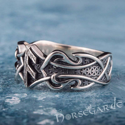 Handcrafted Celt Ornament Ansuz Band - Sterling Silver