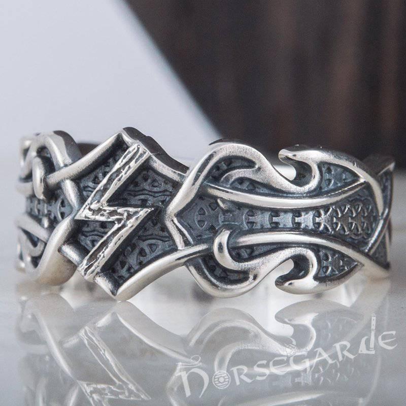Handcrafted Celt Ornament Sowilo Band - Sterling Silver