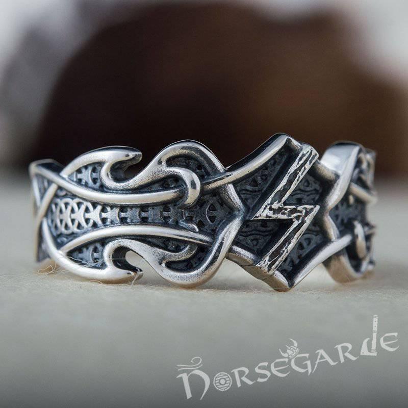 Handcrafted Celt Ornament Sowilo Band - Sterling Silver