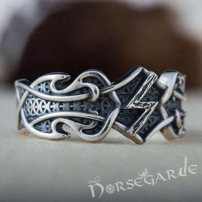 Handcrafted Celt Ornament Sowilo Band - Sterling Silver