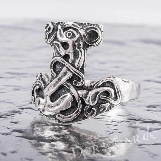 Handcrafted Celtic Mjölnir Ring - Sterling Silver