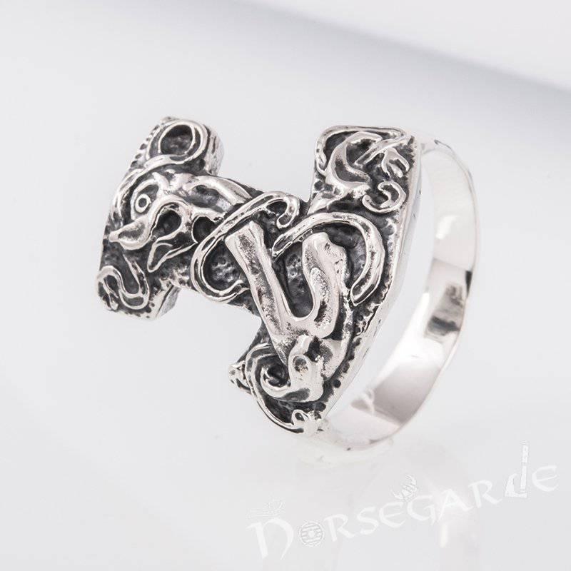 Handcrafted Celtic Mjölnir Ring - Sterling Silver