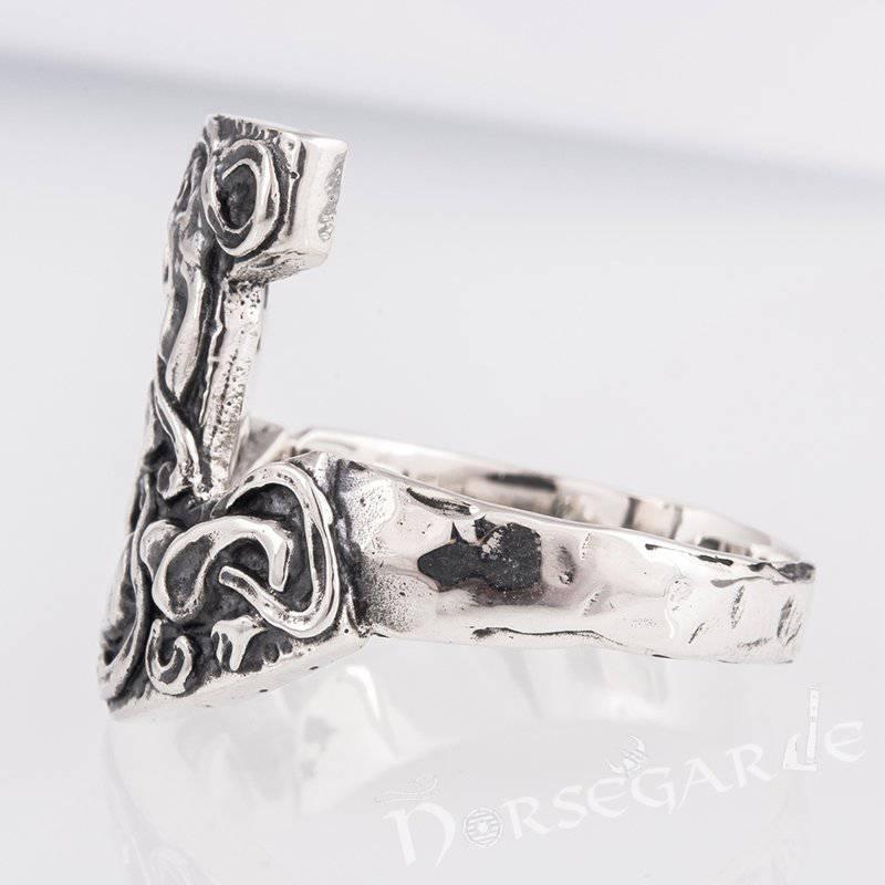 Handcrafted Celtic Mjölnir Ring - Sterling Silver