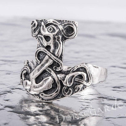 Handcrafted Celtic Mjölnir Ring - Sterling Silver