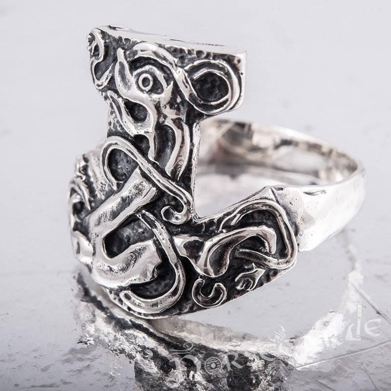 Handcrafted Celtic Mjölnir Ring - Sterling Silver