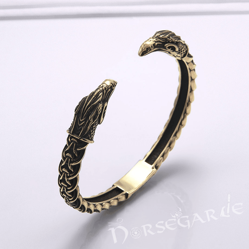 Handcrafted Celtic Raven Torc Bracelet - Bronze