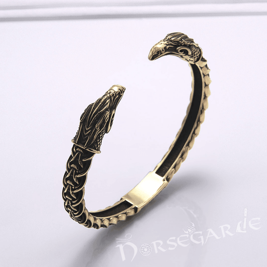 Handcrafted Celtic Raven Torc Bracelet - Bronze