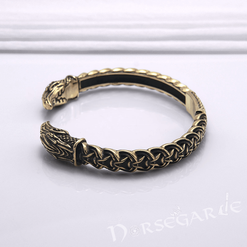 Handcrafted Celtic Raven Torc Bracelet - Bronze