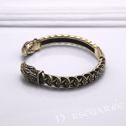 Handcrafted Celtic Raven Torc Bracelet - Bronze
