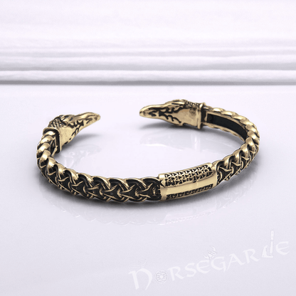 Handcrafted Celtic Raven Torc Bracelet - Bronze