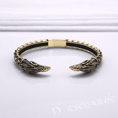 Handcrafted Celtic Raven Torc Bracelet - Bronze
