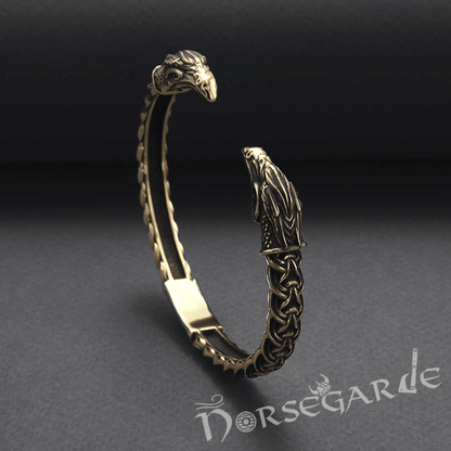 Handcrafted Celtic Raven Torc Bracelet - Bronze
