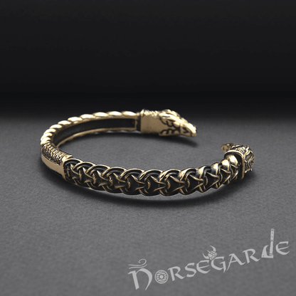 Handcrafted Celtic Raven Torc Bracelet - Bronze