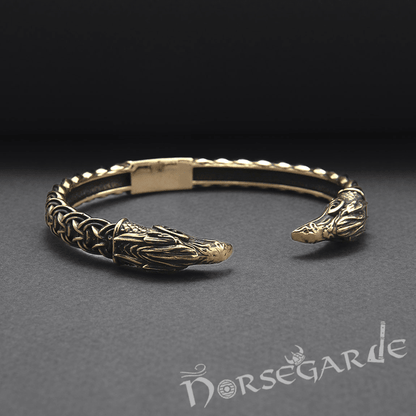Handcrafted Celtic Raven Torc Bracelet - Bronze