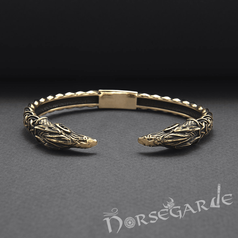 Handcrafted Celtic Raven Torc Bracelet - Bronze