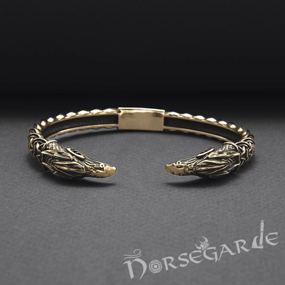 Handcrafted Celtic Raven Torc Bracelet - Bronze