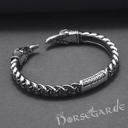 Handcrafted Celtic Raven Torc Bracelet - Sterling Silver