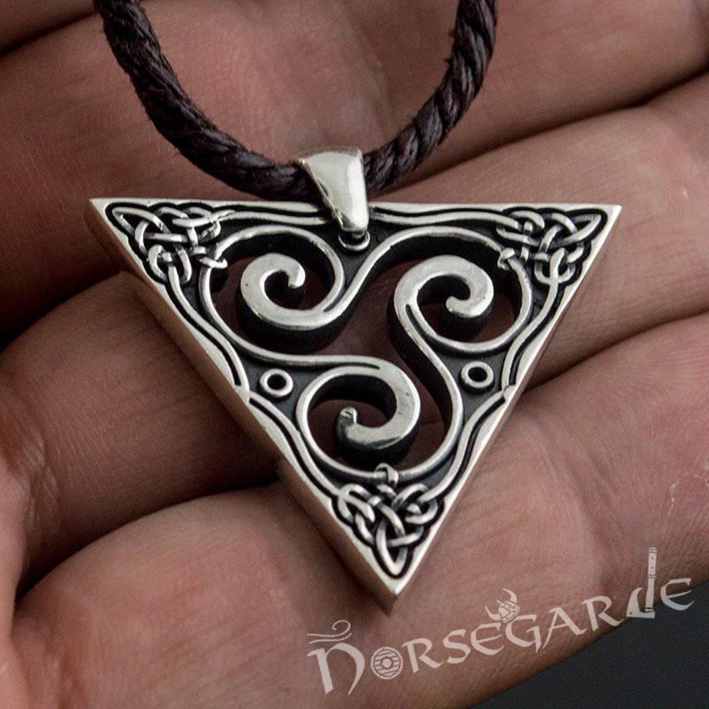 Handcrafted Celtic Triangle Triskelion Pendant - Sterling Silver
