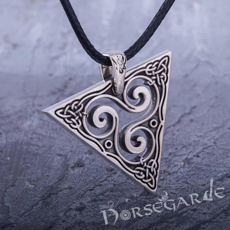 Handcrafted Celtic Triangle Triskelion Pendant - Sterling Silver