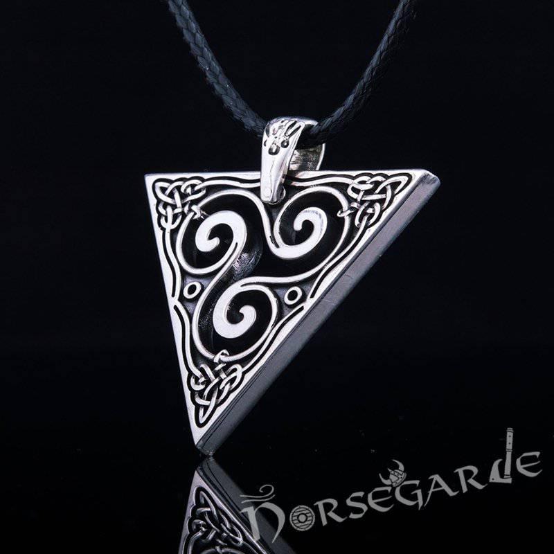 Handcrafted Celtic Triangle Triskelion Pendant - Sterling Silver