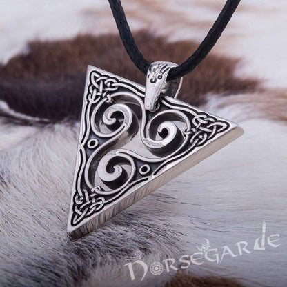 Handcrafted Celtic Triangle Triskelion Pendant - Sterling Silver
