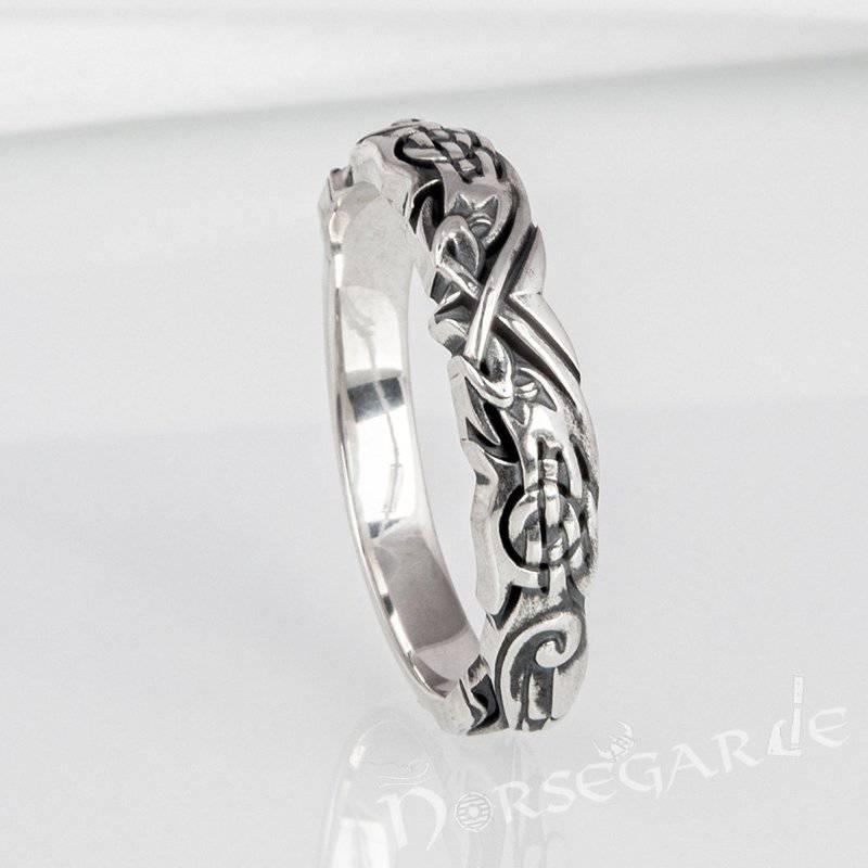 Handcrafted Clashed Ravens Band - Sterling Silver
