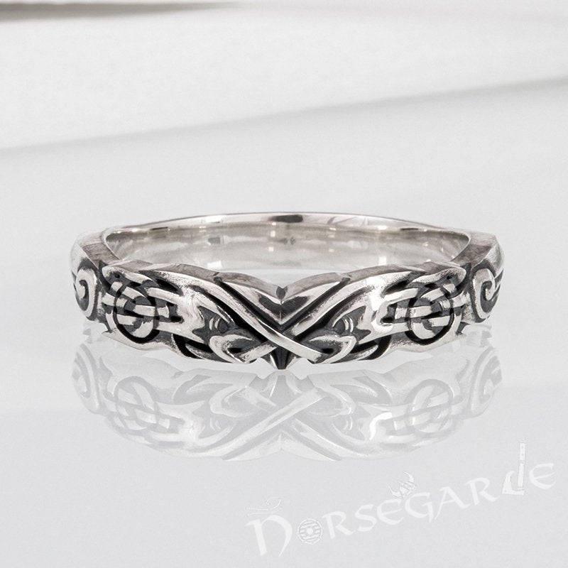 Handcrafted Clashed Ravens Band - Sterling Silver